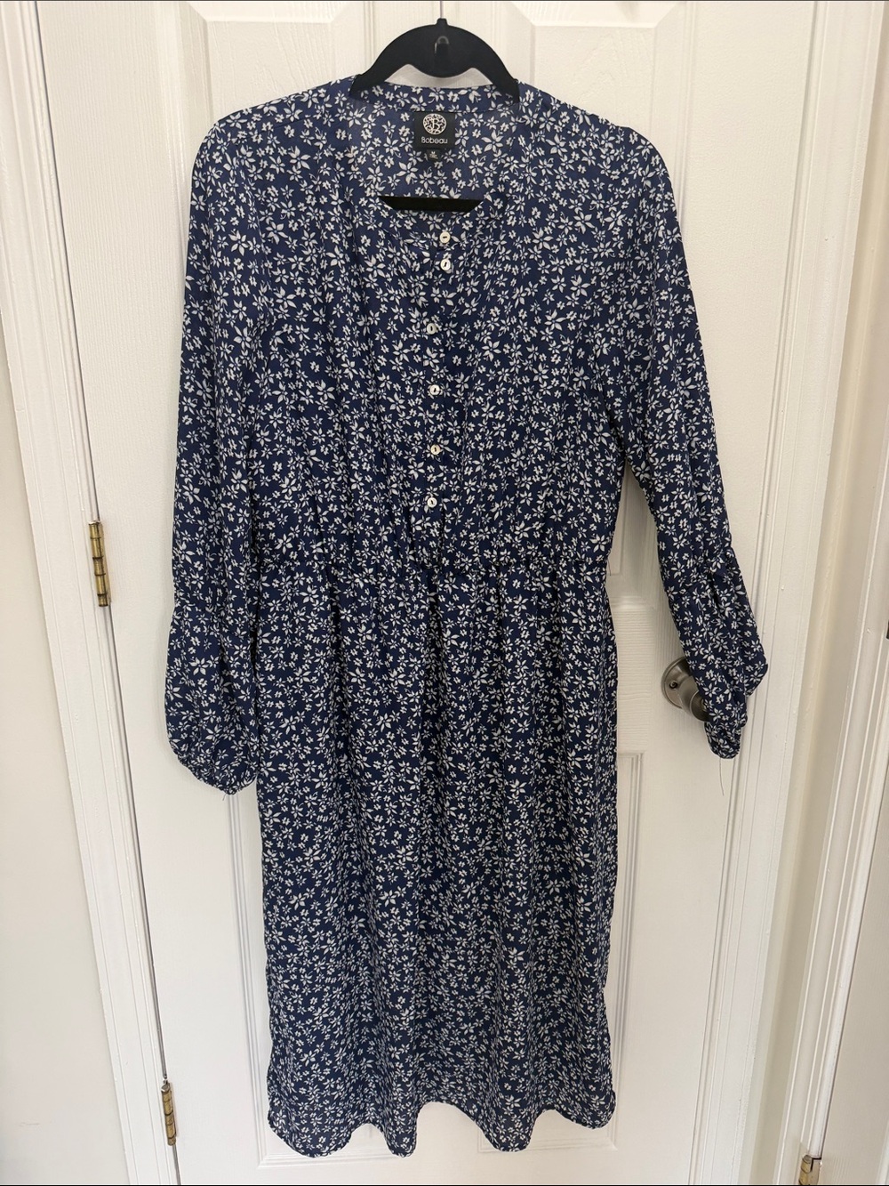 bobeau Navy & White Floral Midi Dress